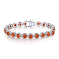 Silbernes Tennisarmband mit orangefarbenen Edelsteinen und weißem Zirkonia-Besatz - 6,5 Zoll (16,5 cm) / Burgunderrot