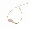 Pulsera minimalista de cuarzo rosa irregular con cadena de acero inoxidable dorado - Cuarzo rosa