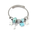 Pandora-style silver cable bracelet with blue elephant, star, and crystal charms - Sky Blue