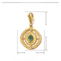 Detail showing 30mm gold-plated stainless steel pendant with green natural stone inlay - Retro Oval-Green Main Stone