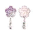 Cute flower shaped air cushion hairbrush with glitter sequins and purple massage bristles - Air Cushion Comb / Purple