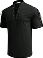 Dettaglio camicia in cotone nero con lacci, trama del tessuto ed etichetta del marchio - Taglia S / Top / Nero