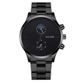 Orologio da uomo al quarzo nero con cinturino in acciaio e design a doppio quadrante - Scala Argento Lancette Nere Cinturino Nero