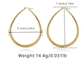 Detailed view of large golden brass teardrop earrings with dimensions and weight specs - Large Teardrop Spiral Style (KE1063) / 18K Gold
