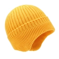 Bright yellow winter knit beanie hat with thick fleece lining for cold protection - Yellow No Brim
