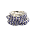 Elastic blue and white 2.0mm rhinestone bridal bracelet on a silver metal base - Silver Multi-layer Blue White Rhinestone