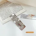 Minimalistische zilveren metalen haarklem met gehamerde textuur en rechthoekig ontwerp - C0636 Zilveren Rechthoek Eendebek Clip / Ongeveer 7.8 * 2.5cm