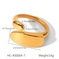 Detailed view of gold plated stainless steel ring with dimensions and 3.6g weight info - Asymmetric Open Style (HC-R30004-7)