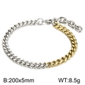 Bracciale a catena cubana bicolore in acciaio inossidabile argento e oro con chiusura - Stile Splicing Bicolore Oro e Argento (KB163416-Z)