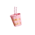 Pink plastic shot glass necklace with golden Team Bride text for bachelorette party - Pink-Team Bride