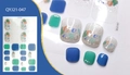 Detail of QYJ21-047 toenail stickers with glitter and multicolor patterns for summer - Blue Green Solid Glitter Style (QYJ21-047)