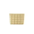 Chic beige quilted puffer pouch with stylish square stitching and puffy PU leather texture - Khaki