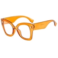 Gafas de ojo de gato naranja transparentes con filtro de luz azul y montura retro grande - Té Transparente
