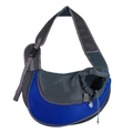 Blue and gray breathable mesh pet carrier backpack with adjustable wide shoulder strap - Dark Blue Sling Bag