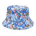 Detailed close-up of rainbow tie-dye pattern and stitching on a cotton bucket hat - M (56-58cm) / 3# Blue Green Tie-dye