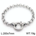 Silver stainless steel snake-link spring-buckle bracelet for men with textured details - Silver Textured Relief Bracelet (KB181458-Z)