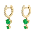 Ins style 14K gold plated earrings featuring emerald green gemstones and sparkling zircons - Gold with Green Gemstone Huggie
