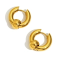 Pendientes de aro gruesos de acero inoxidable bañados en oro de 18K con cuentas - Dorado