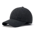Winter baseball cap for men featuring warm ear protection and grey wool texture - Gray