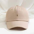 Classic beige cotton baseball cap featuring dark S letter embroidery and adjustable strap - One Size / Light Khaki