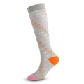 Gray compression socks featuring pink and orange heart patterns with reinforced heels - L/XL / Grey Colorful Heart