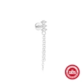 Piercing d'oreille en argent 925 avec trois zircons et longue chaîne pendante - Longue Chaîne Triple Zircon #5 / Or blanc