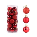24er Set rote Weihnachtskugeln glänzend matt und glitzernd in Klarsichtbox zur Dekoration - 6cm/24 Stück pro Eimer / Rot