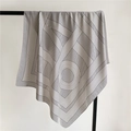 Elegant 90x90cm silk square scarf featuring black and white stripes and letter patterns - Black White Geometric Stripe (FN111-1)