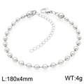 Polished silver stainless steel ball chain bracelet with lobster clasp and extension link - Steel Color Ball Bead (KB203732-Z)