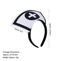 Halloween nurse hat headband with black cross detail, 18x20cm felt party costume accessory - Black Nurse Hat White Base