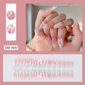 Faux ongles amande dégradé rose et blanc avec Hello Kitty 3D et décor de nœuds - Style Nœud Hello Kitty Dégradé Rose Blanc (SDD-0057)