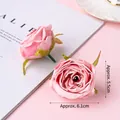 Pack of 5 pink silk artificial rose heads for wedding cakes, approx 6.1cm wide - Velvet Small Simulation Rose / Retro Pink