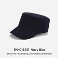Classic navy blue cadet cap in flat top style made of durable cotton twill fabric - Navy Blue