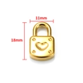 Golden stainless steel heart lock pendant for jewelry making, size 11mm by 18mm - Vacuum 18K Gold Polished Patterned Heart Padlock Pendant 18mm
