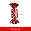 Red 18cm Christmas candy ornament with shiny metallic finish and silver glitter stripes - 18CM Red & White Square Candy Ornament