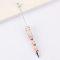 DIY beadable ballpoint pen featuring bright floral patterns and a silver metal rod - 12# Pattern (Multicolor Floral)