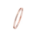 Rose gold plated hollow titanium steel bangle featuring vertical seven-stone zircon inlay - 4mm Rose Gold
