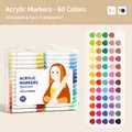 60 colors acrylic markers set in transparent portable storage case for painting - 60 Colors