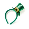 Macro shot of St. Patrick's Day sequined green hat headband with a gold decorative buckle - One Size / Green Hat