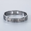 Bracelet pour hommes en acier tungstène avec maillons brossés et insert en croix - Argent brossé (KB186894-TS)