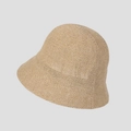 Close-up of the breathable fine-knit texture on a beige summer fisherman sun hat - Camel