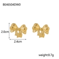 Elegant 18K gold-plated bow earrings in stainless steel with brushed metal texture - BE46504DW0 Gold Brushed Bow