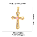 Golden cross pendant with colorful zircon stones in copper material for women - Colored Zirconia Cross Style (XL-24D) / Pendant