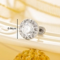 Silver titanium steel stud earring featuring 0.96cm round zircon and wavy texture edge - 8 Hearts 8 Arrows Zirconia (A308-1) / White (Single Piece)