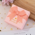 Pink textured square jewelry gift box featuring a large orange grosgrain ribbon bow - Pink Swallowtail Bow / 7.5*7.5*3.5CM