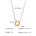 Détails des dimensions du pendentif fer à cheval doré avec taille 16,3x14mm et longueur chaîne - Style Fer à Cheval Doré (SN22090801G)