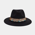 Détail du chapeau en laine noire avec ruban bohème et breloques étoile turquoise - M (56-58cm) / Style 8-Ruban de Coquille d'Étoile Turquoise (AL-BNM9)