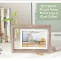 Hydroponic wooden photo frame in dark brown finish with 5x7 inch rotating display - 7 Inch Hydroponic Mirror Style / Dark Coffee