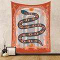 Arazzo bohémien con serpente blu mistico e motivi celesti su tessuto color crema - 73X95CM / Tessuto Spazzolato / Motivo Occhio di Serpente Mistico