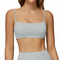 Light gray brushed yoga sports bra with thin straps and modern minimalist design - S / Mixed Grey